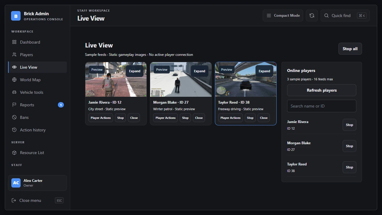 Brick Admin Menu interface preview 7 of 8