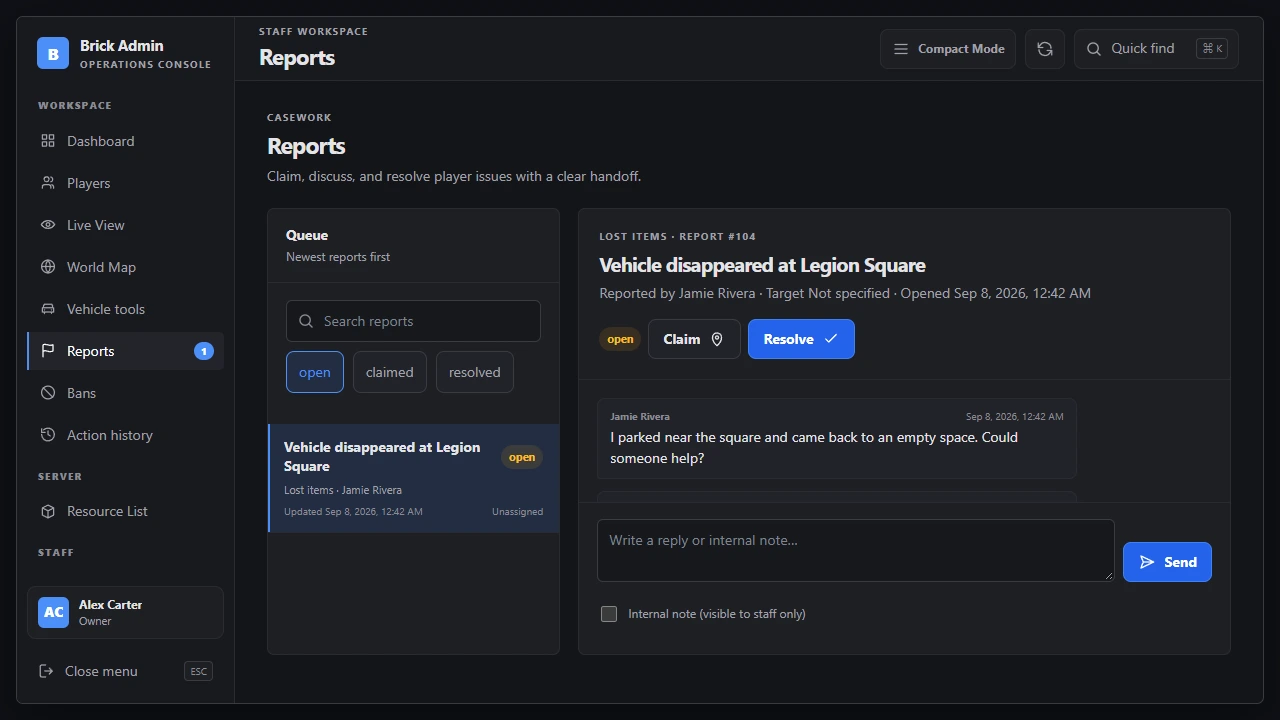Brick Admin Menu interface preview 4 of 8