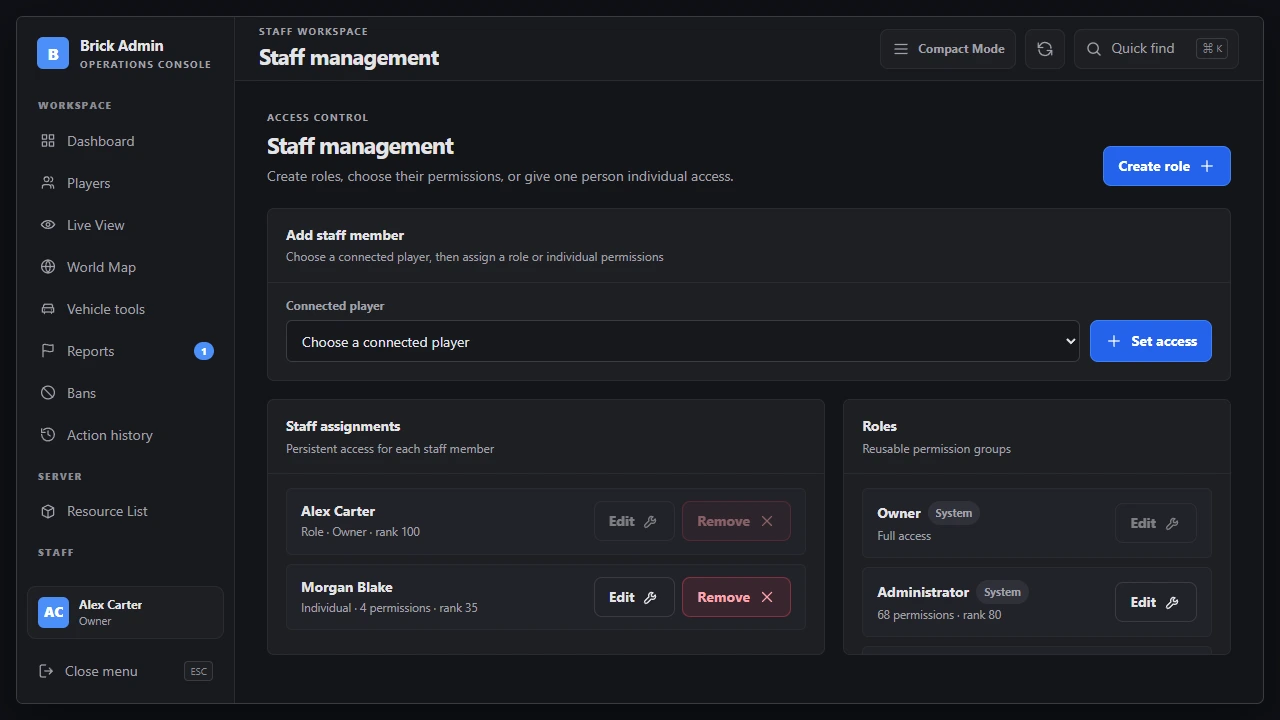 Brick Admin Menu interface preview 5 of 8