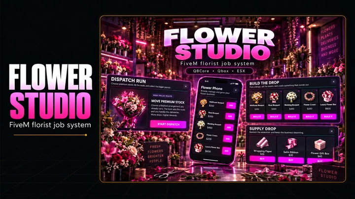 Brick Flower Studio – FiveM Florist Job [QBCore / Qbox / ESX] interface preview