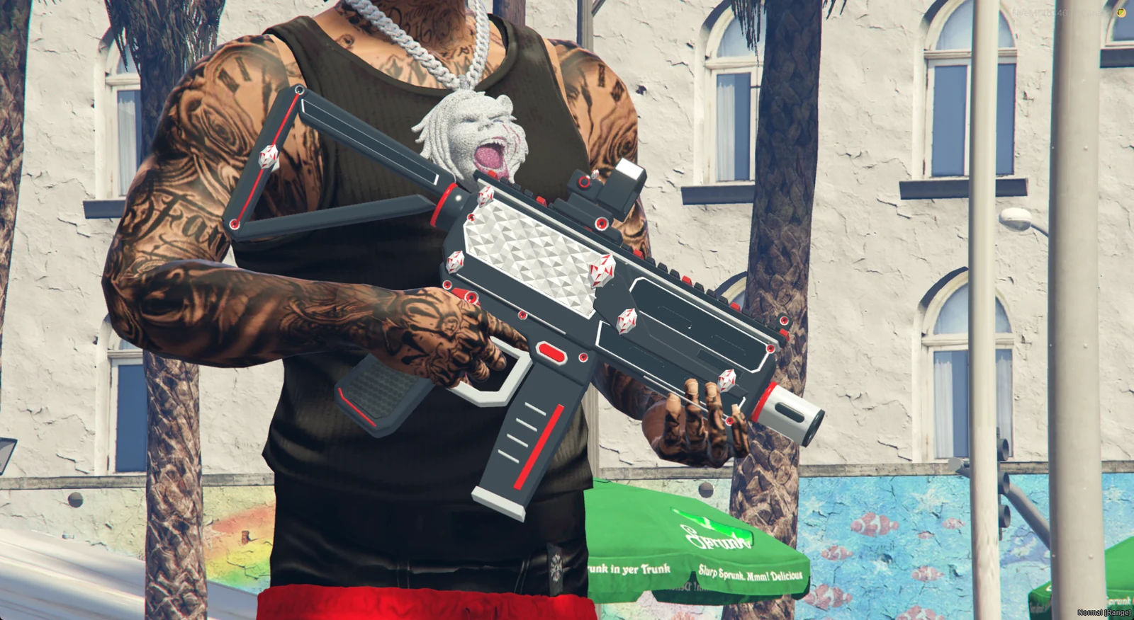 Ice SMG in FiveM: red finish in daylight