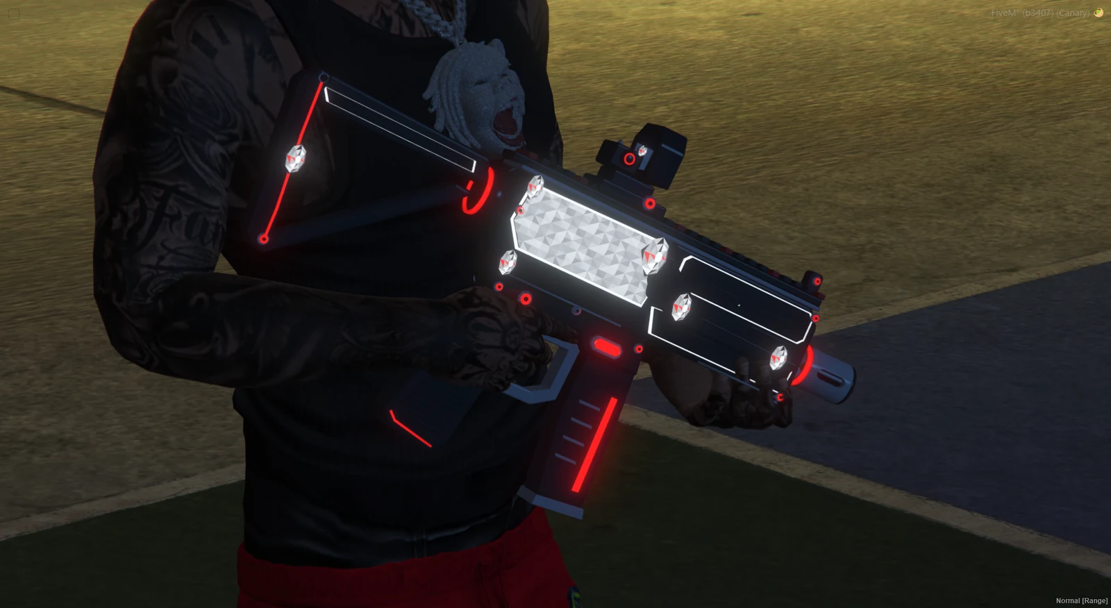 Ice SMG in FiveM: red accents after dark