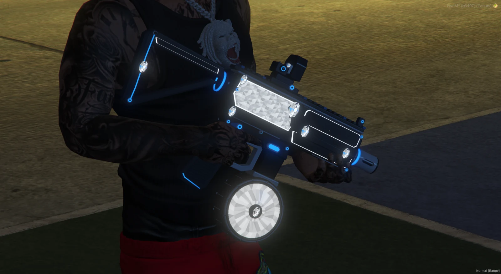 Ice SMG in FiveM: blue with drum and suppressor