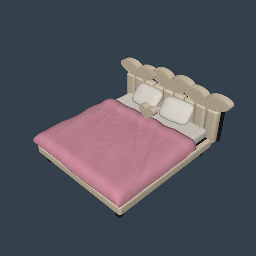 Cream padded headboard with a heart crown and an open sleeping area.