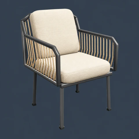 Woven-rope lounge armchair