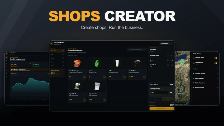 Brick Shops Creator – FiveM Business Management System interface preview